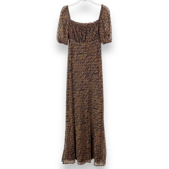 House of Harlow 1960 X Revolve Felt Tiger Pattern Square Neck Lennon Midi Dress - Picture 2 of 11